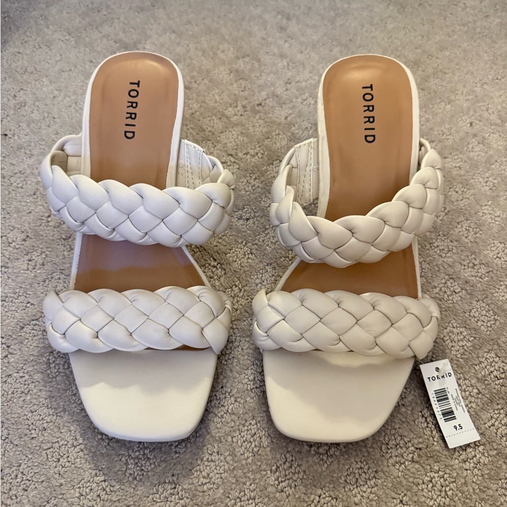 torrid White Braided Double-Strap Slide Sandals
